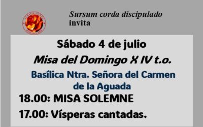 I Vísperas cantadas y Misa Solemne – sábado 4